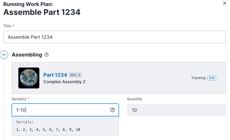 Work Plan Run Serials